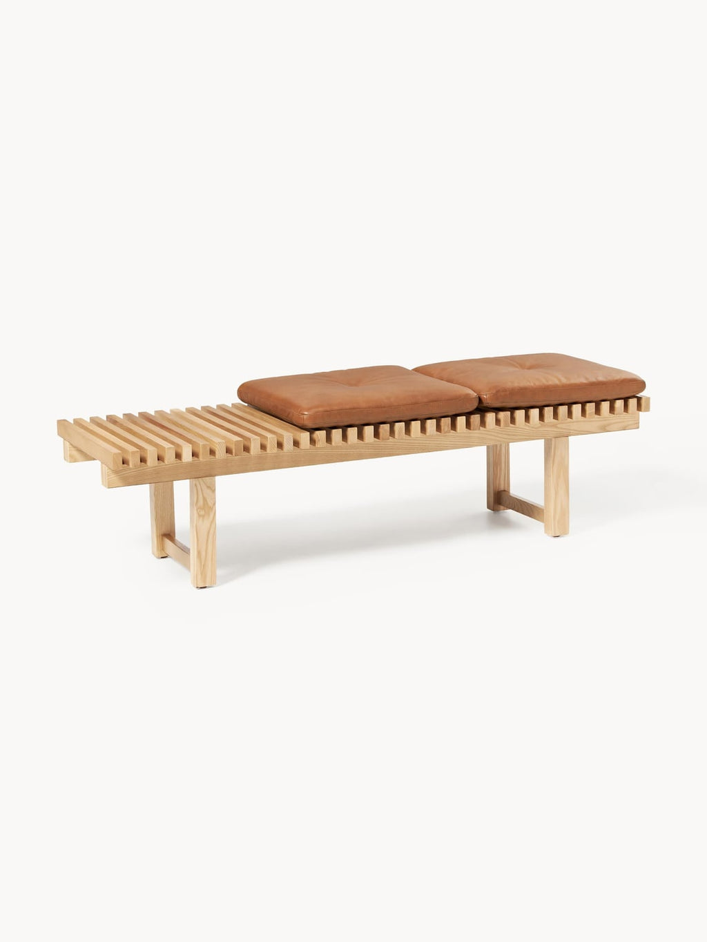 Sora Bench in Ash with Leather Cushion — Sand