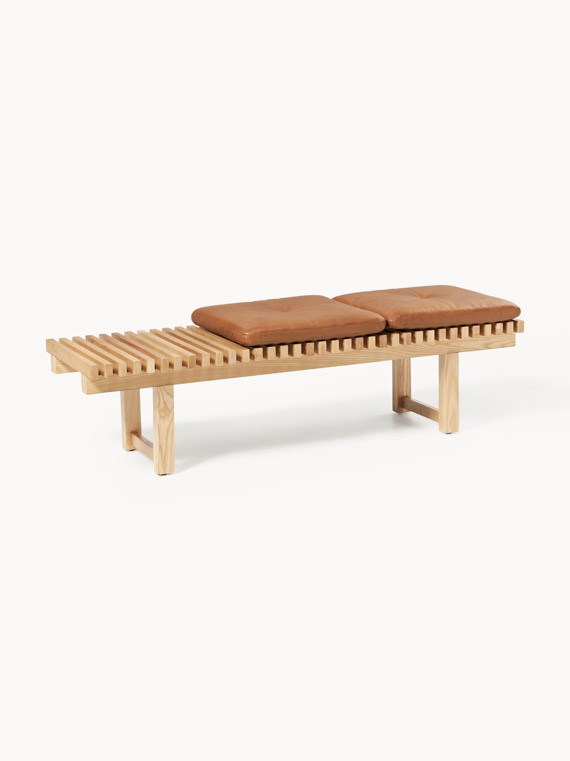 Sora Bench in Ash with Leather Cushion — Sand