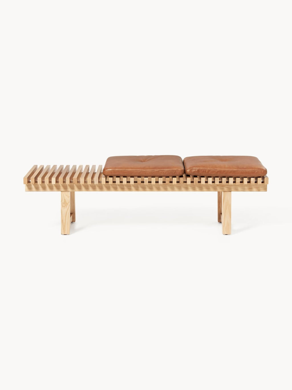 Sora Bench in Ash with Leather Cushion — Sand