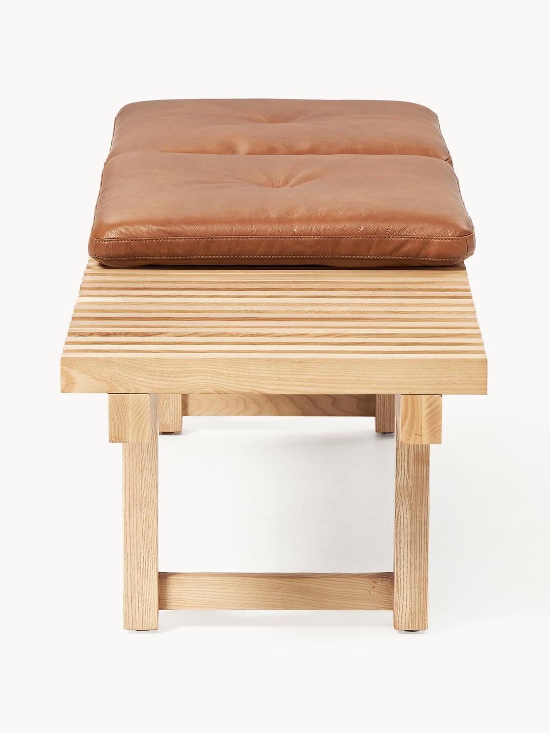 Sora Bench in Ash with Leather Cushion — Sand