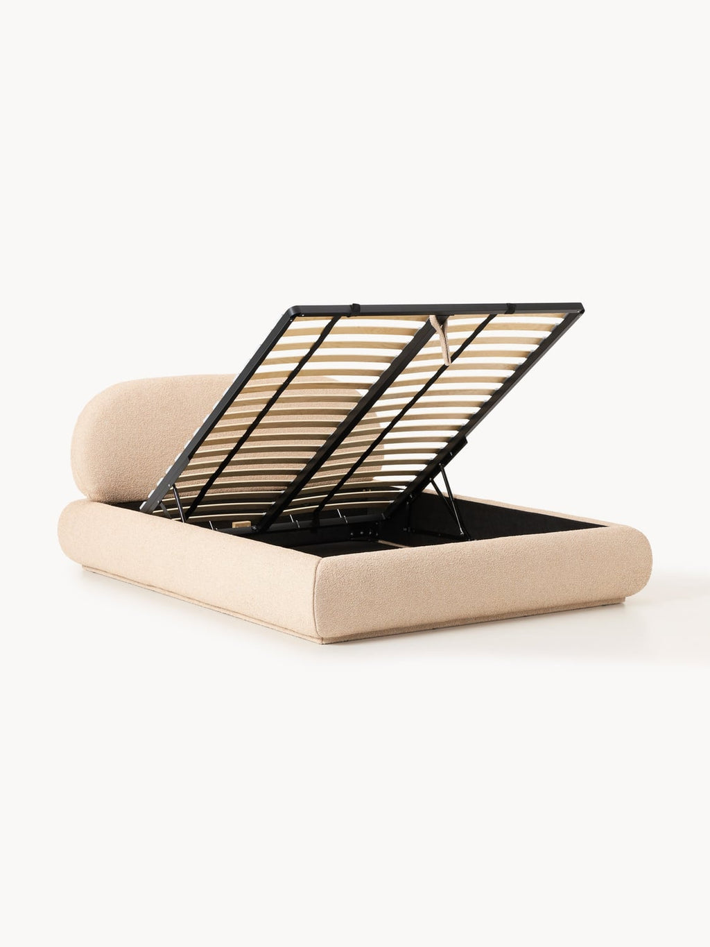 Alba Bouclé Upholstered Bed with Storage — Blush