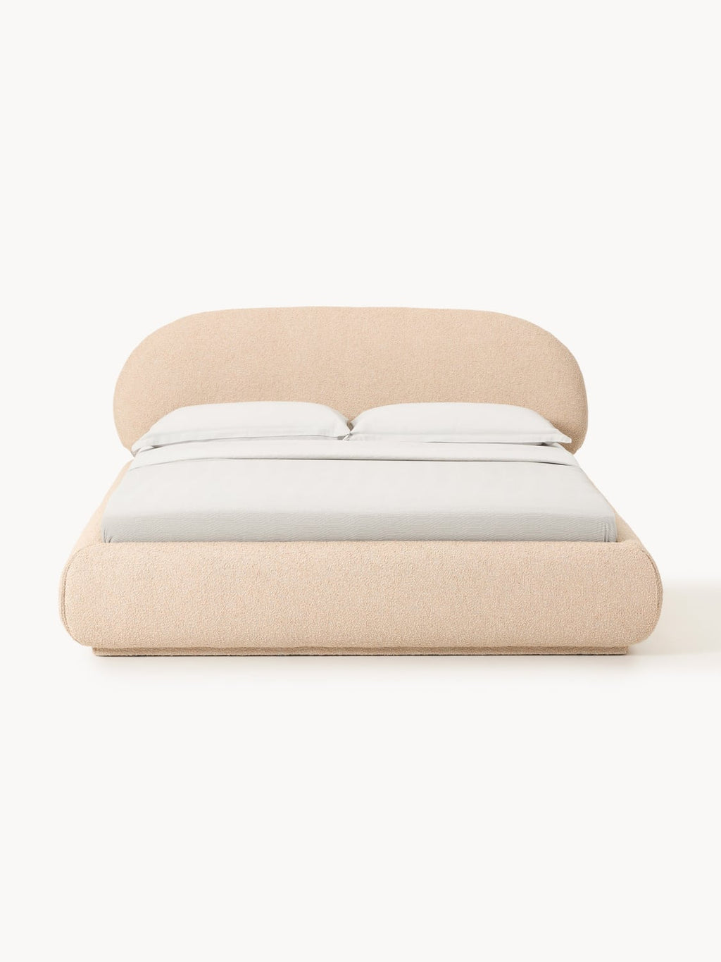 Alba Bouclé Upholstered Bed with Storage — Blush