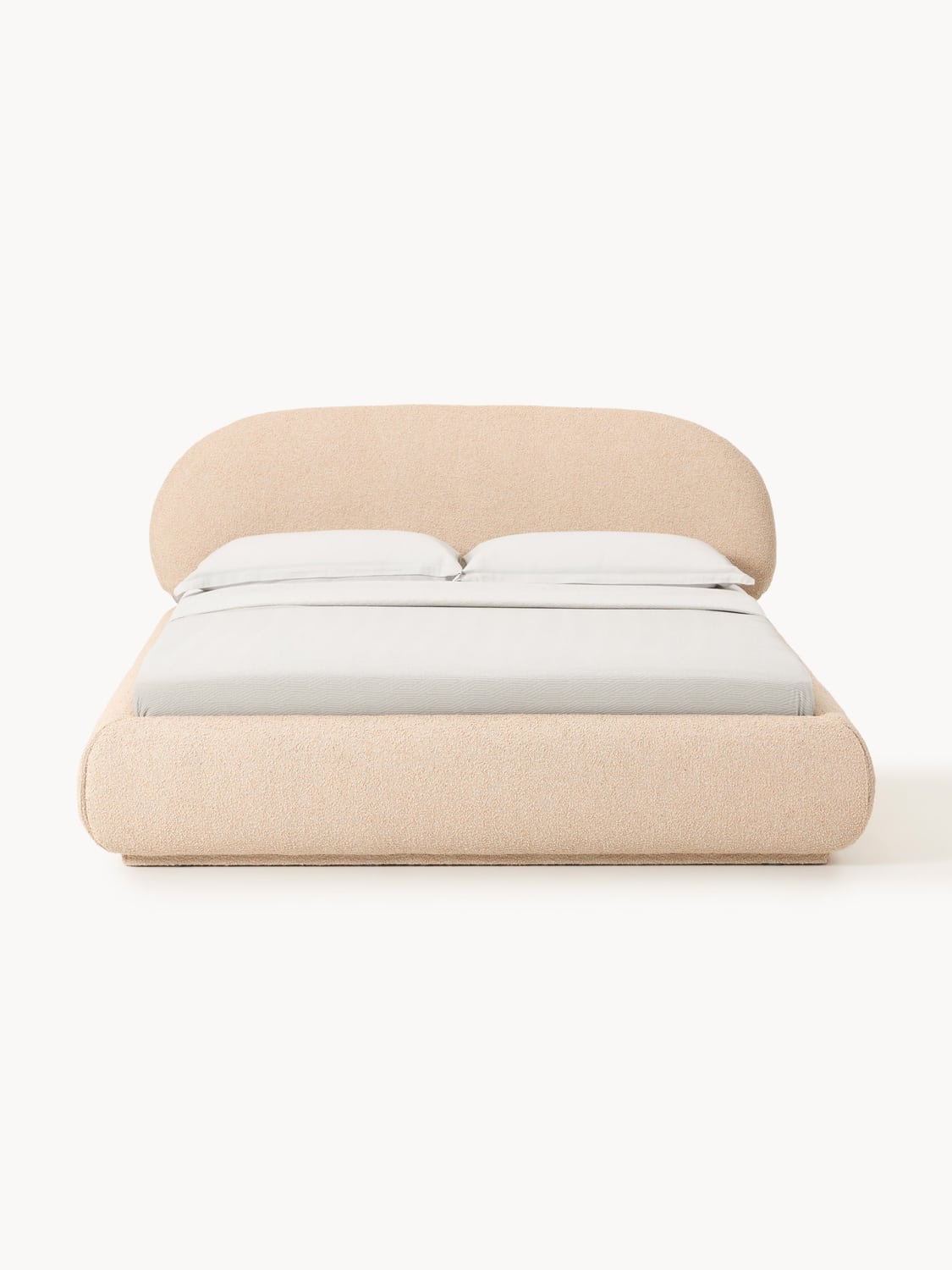 Alba Bouclé Upholstered Bed with Storage — Blush