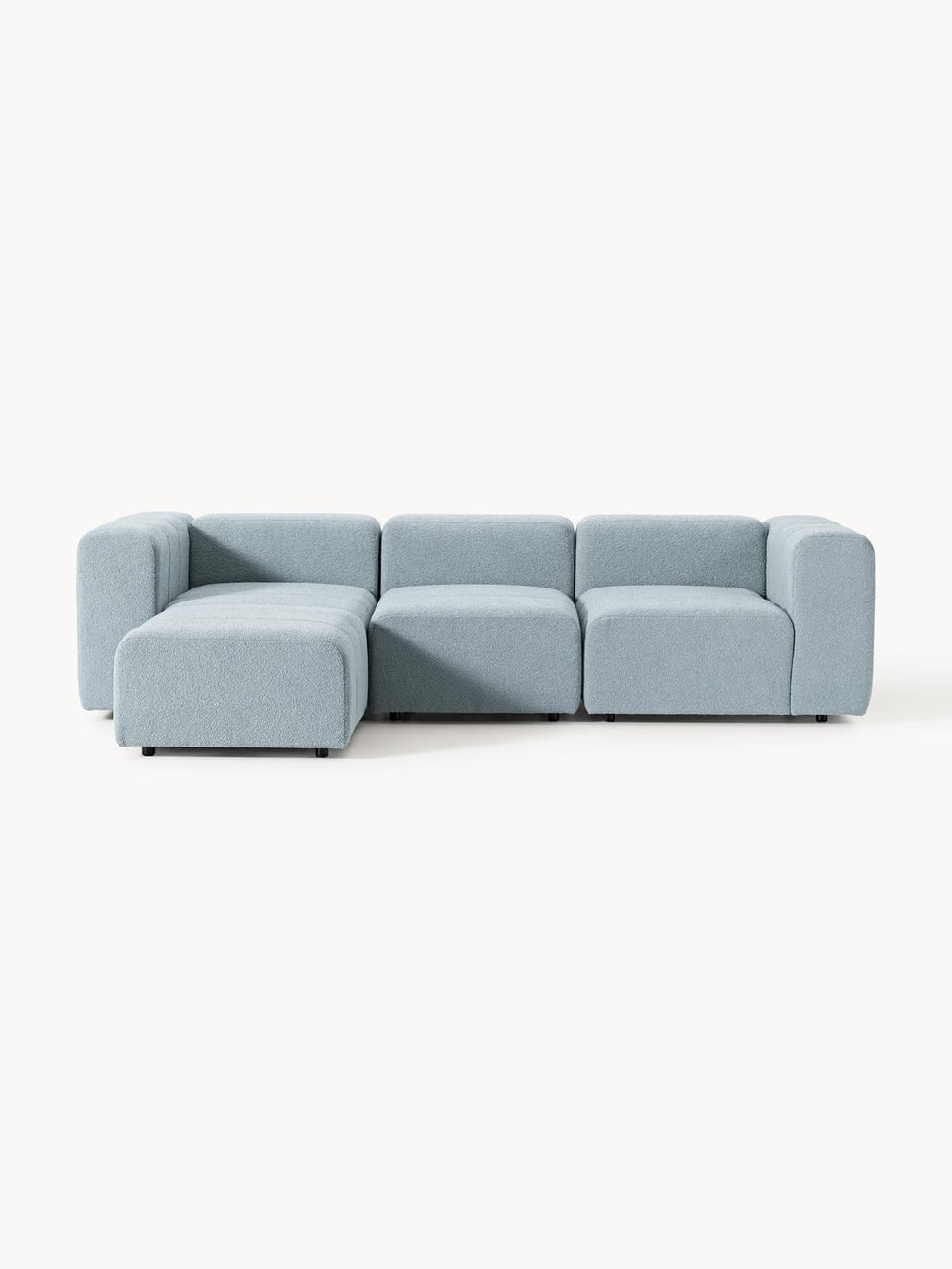 Lena Modular Bouclé Sofa (4-seater) with Ottoman (left/right) — Grey
