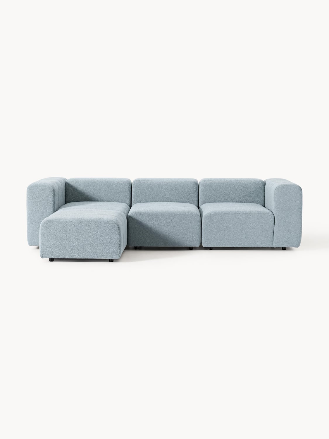 Lena Modular Bouclé Sofa (4-seater) with Ottoman (left/right) — Grey