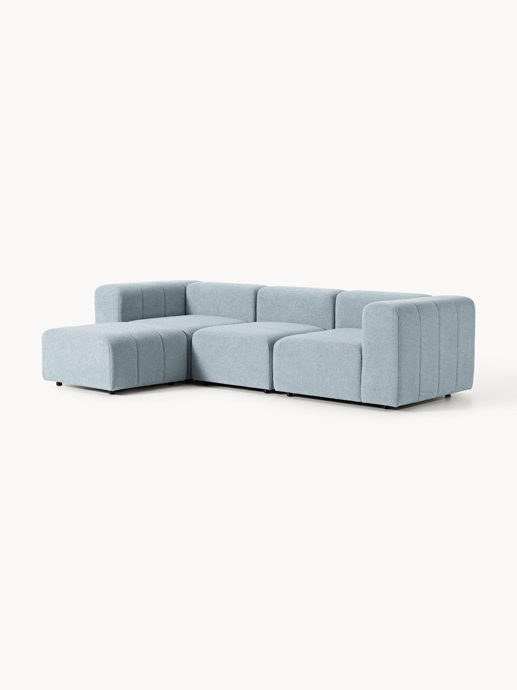 Lena Modular Bouclé Sofa (4-seater) with Ottoman (left/right) — Grey