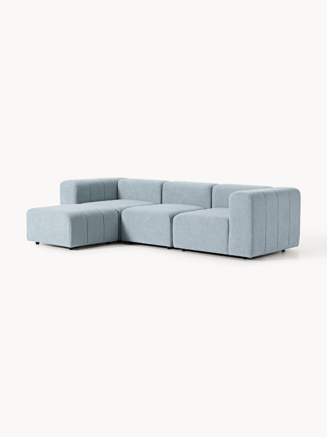 Lena Modular Bouclé Sofa (4-seater) with Ottoman (left/right) — Grey