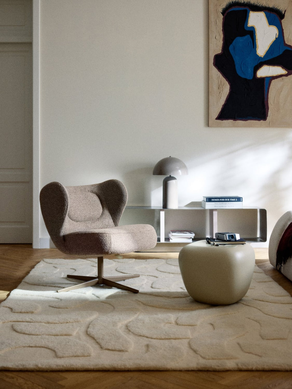 Ines Bouclé-Swivel Chair — Taupe