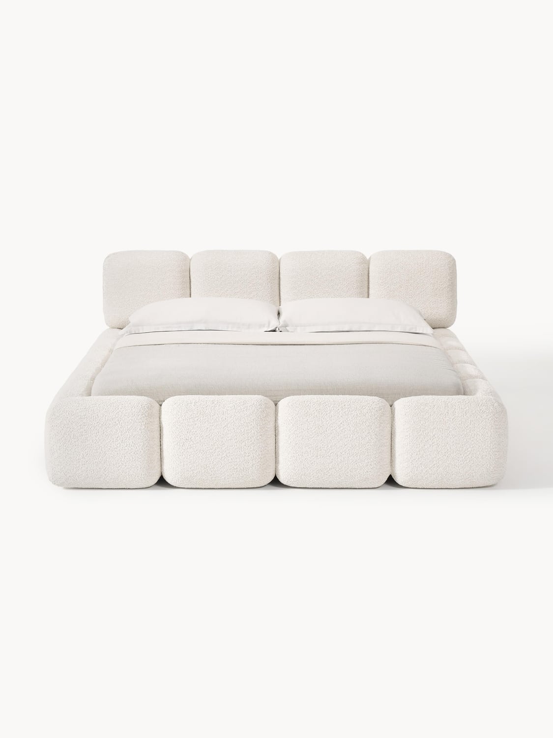 Tayla Upholstered Bed in Teddy Bouclé — Off-White