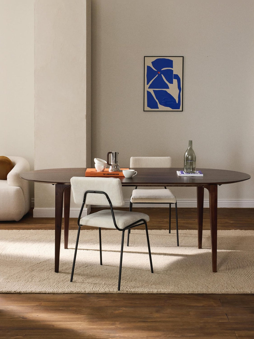 Archie Oval Dining Table in Mango Wood, 200 x 100 cm