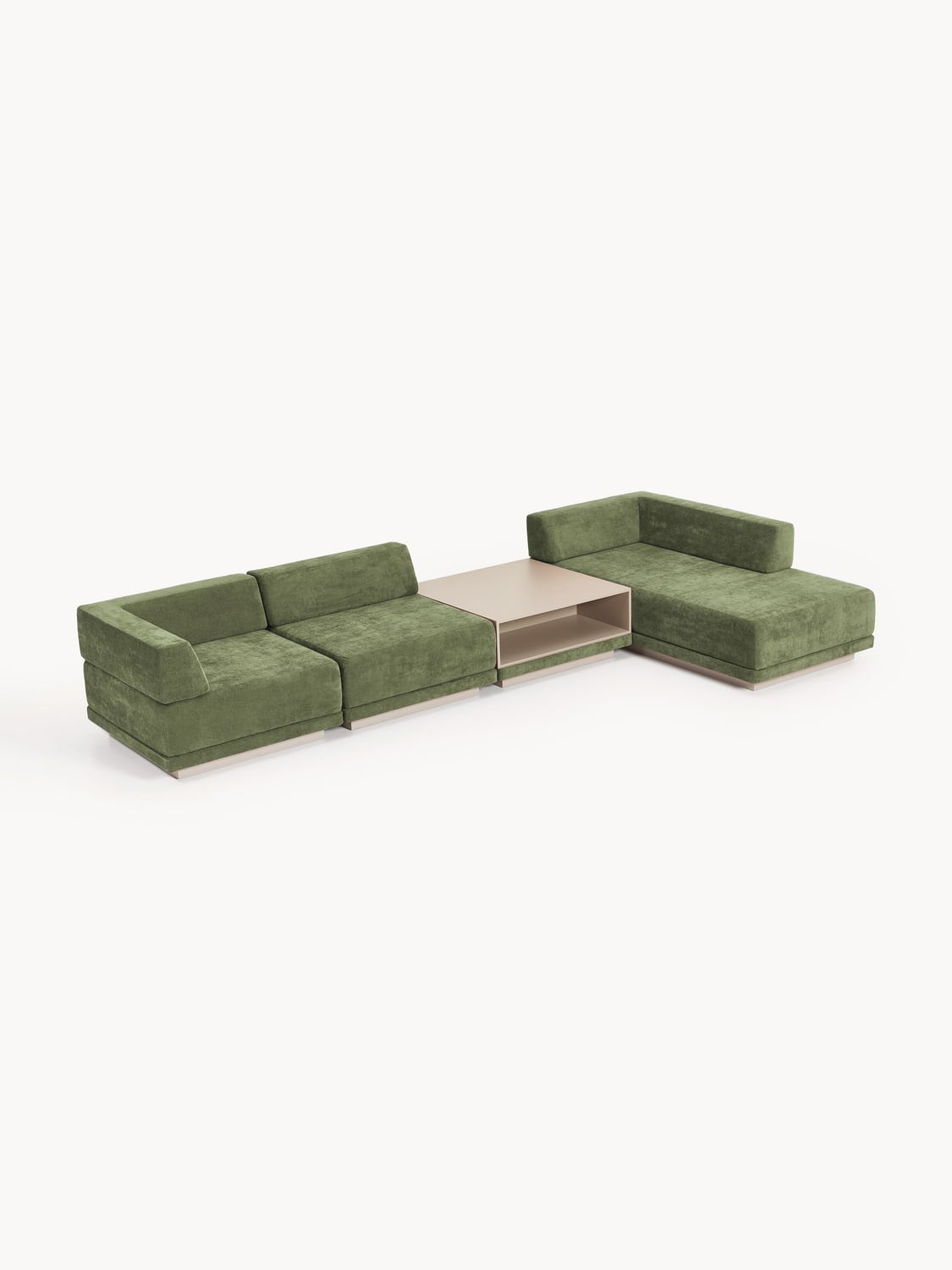 Colin Modular Corner Sofa (4-seater) with Coffee Table — Mushroom
