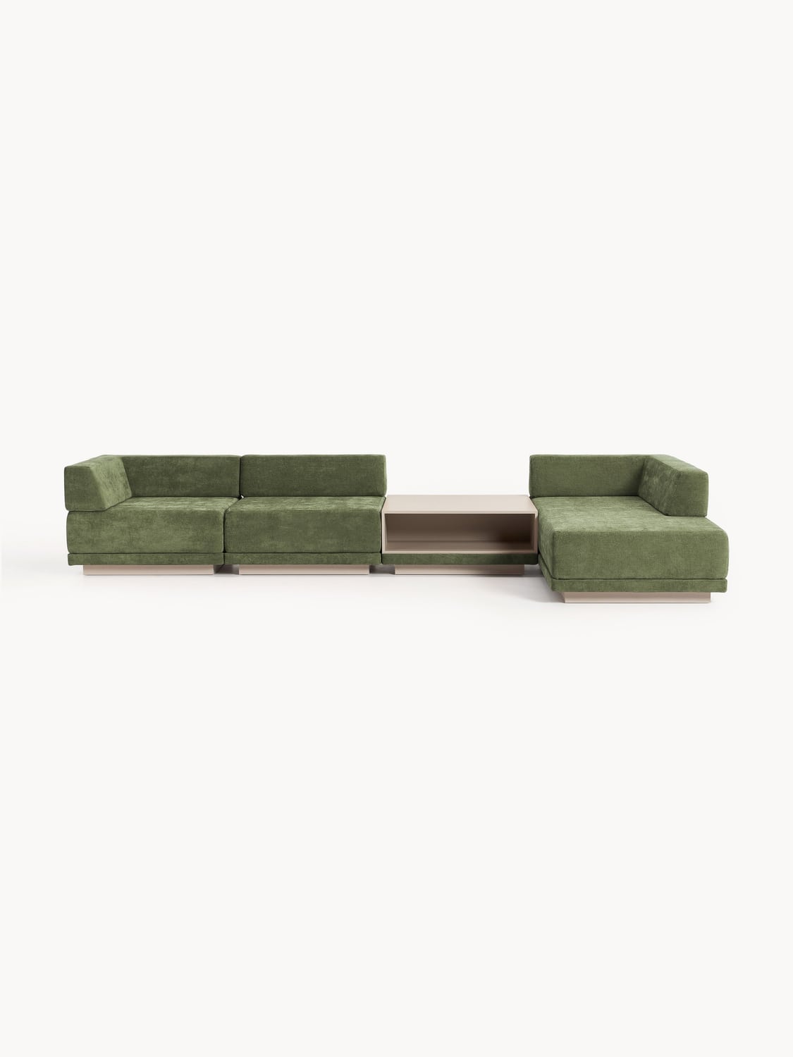 Colin Modular Corner Sofa (4-seater) with Coffee Table — Mushroom