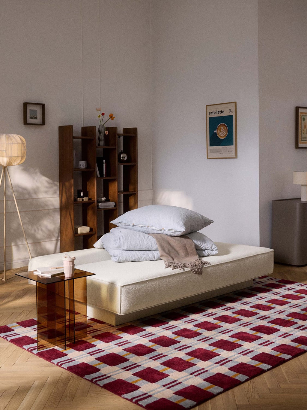David Bouclé-Sofa Bed with Storage — Light Grey