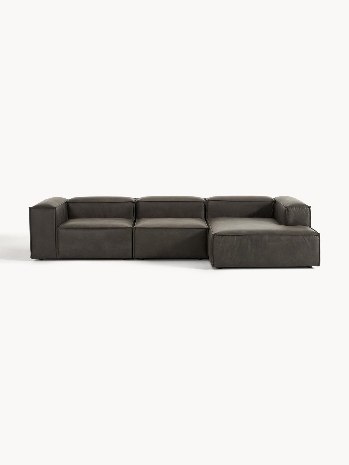 Lennon Modular Corner Sofa (4-seater) in Leather — Anthracite