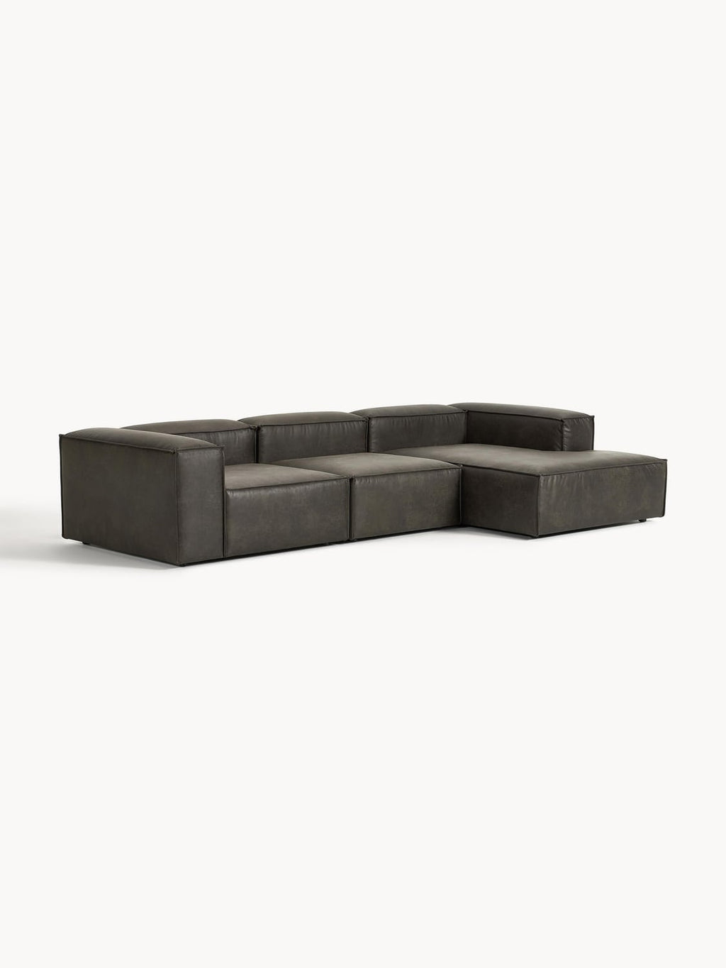 Lennon Modular Corner Sofa (4-seater) in Leather — Anthracite