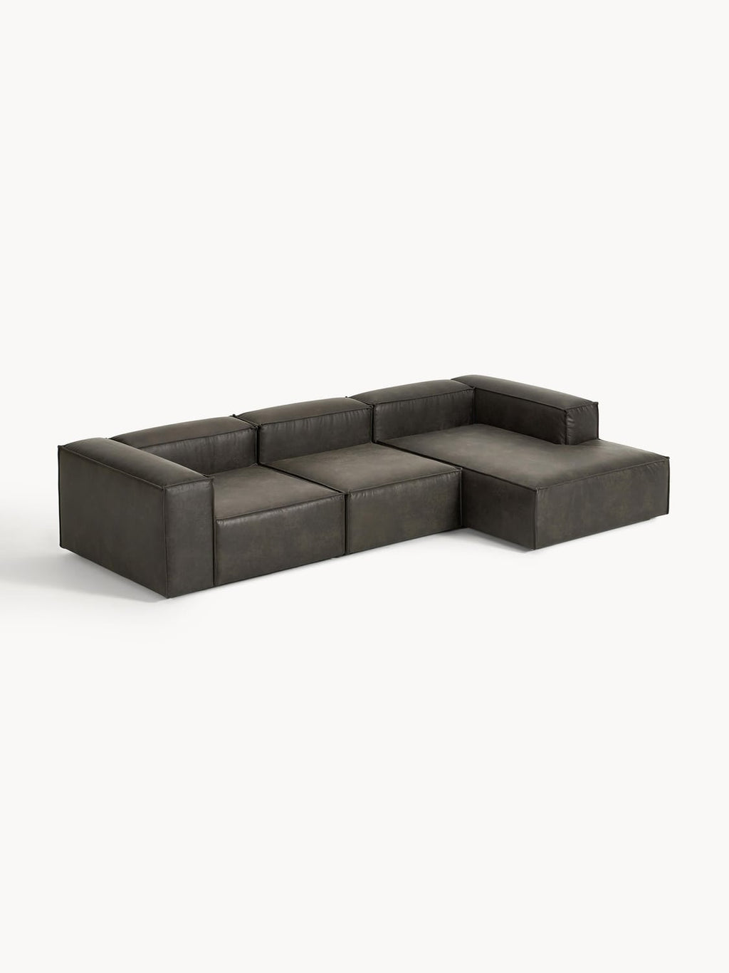 Lennon Modular Corner Sofa (4-seater) in Leather — Anthracite