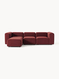 Lena Modular Velvet-Sofa (4-seater) with Ottoman (left/right) — Burgundy