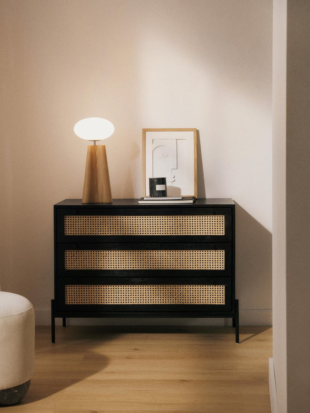 Vienna Chest of Drawers with Viennese Cane — Olive