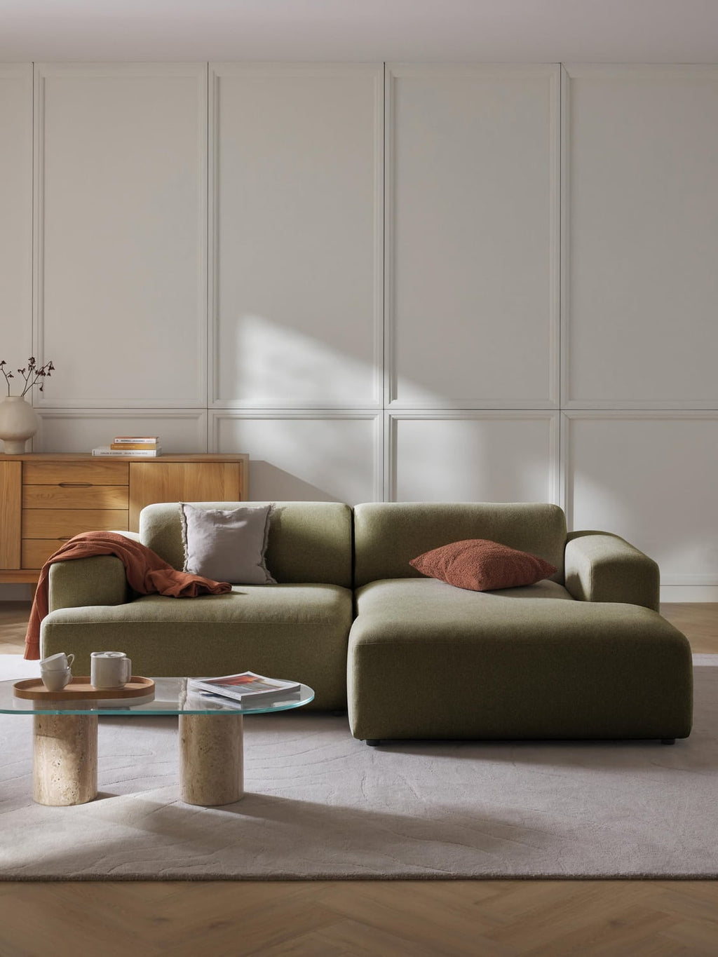 Melva Corner Sofa (3-seater) — Olive