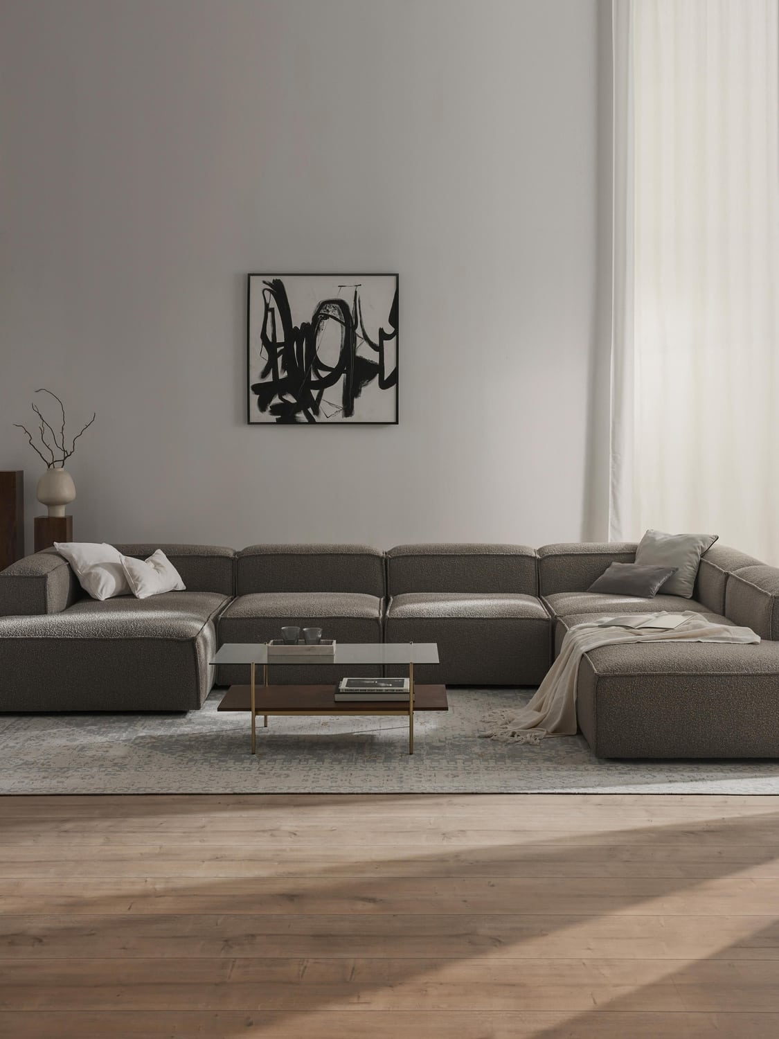 Lennon Modular XL Sofa in Bouclé — Dark Grey