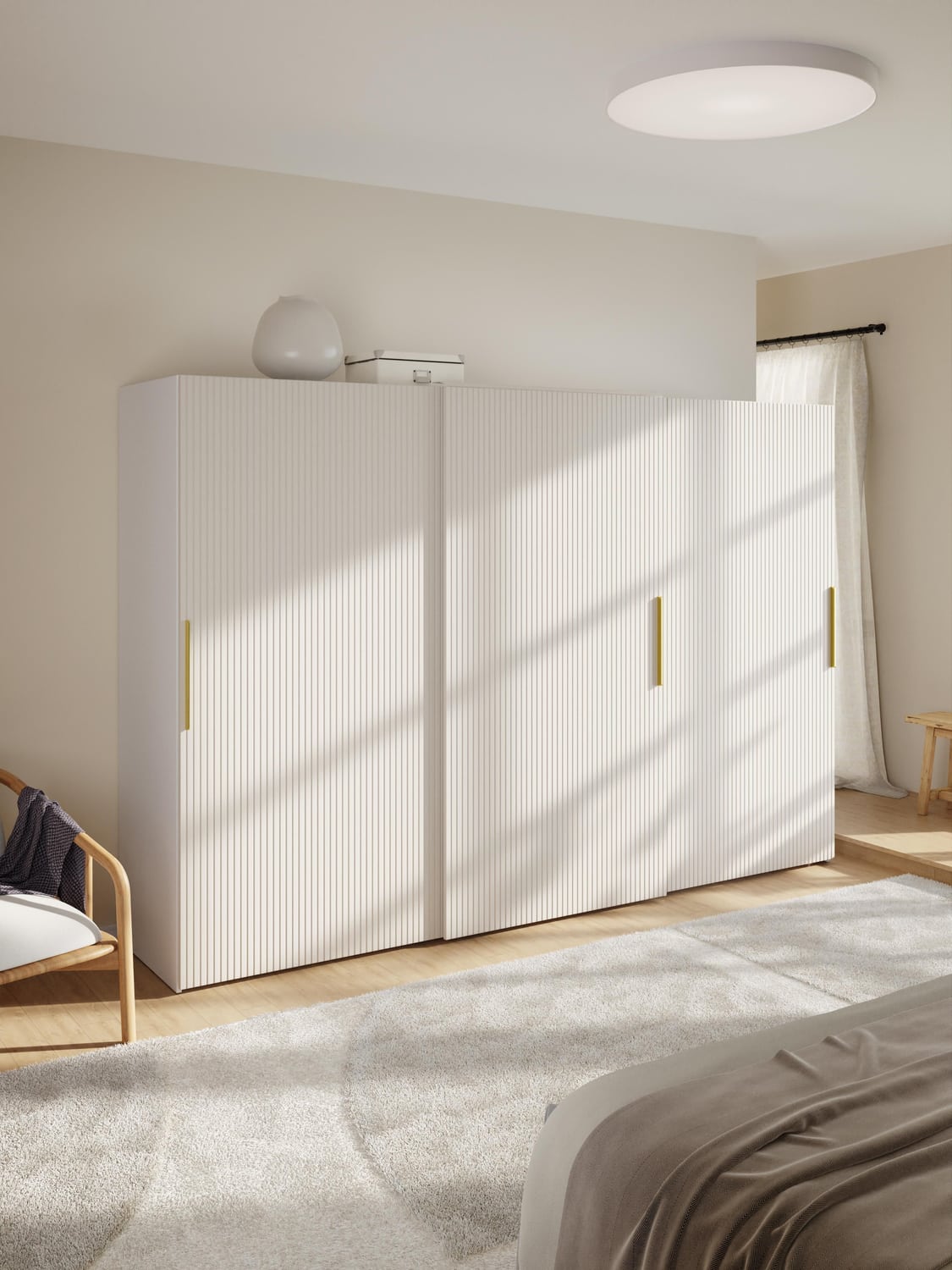 Simone Modular Sliding-Door Wardrobe, 300 cm Width, in various sizes — Light Grey