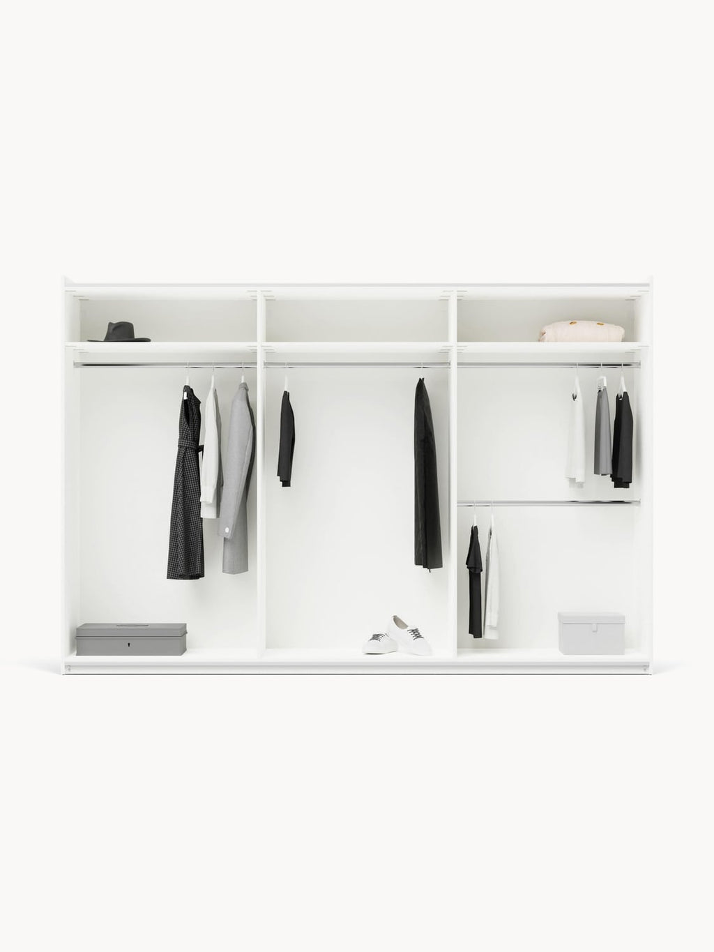 Simone Modular Sliding-Door Wardrobe, 300 cm Width, in various sizes — Light Grey