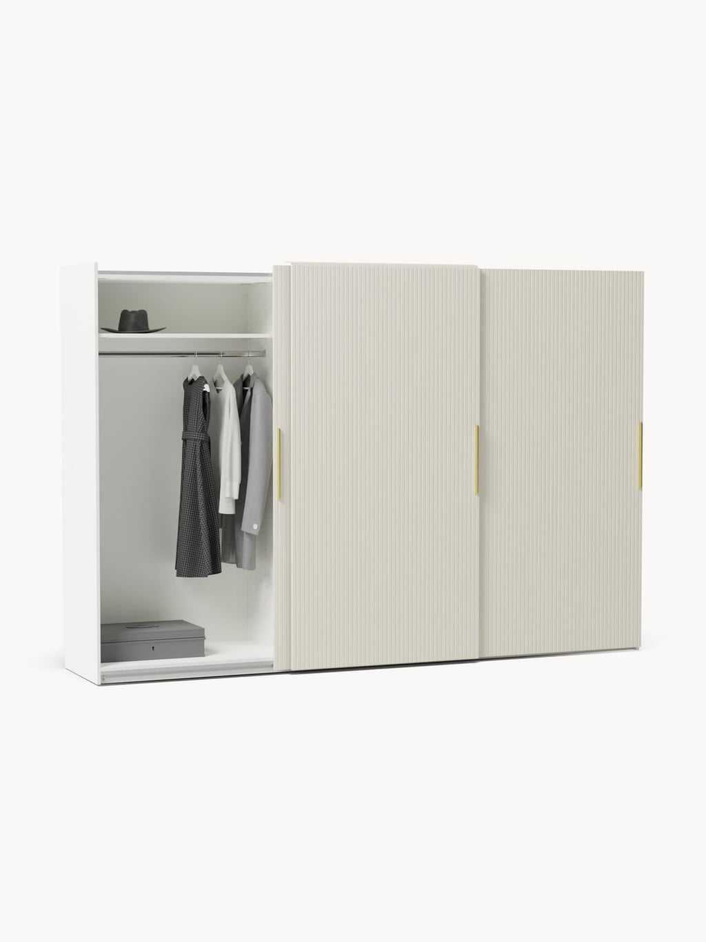 Simone Modular Sliding-Door Wardrobe, 300 cm Width, in various sizes — Light Grey
