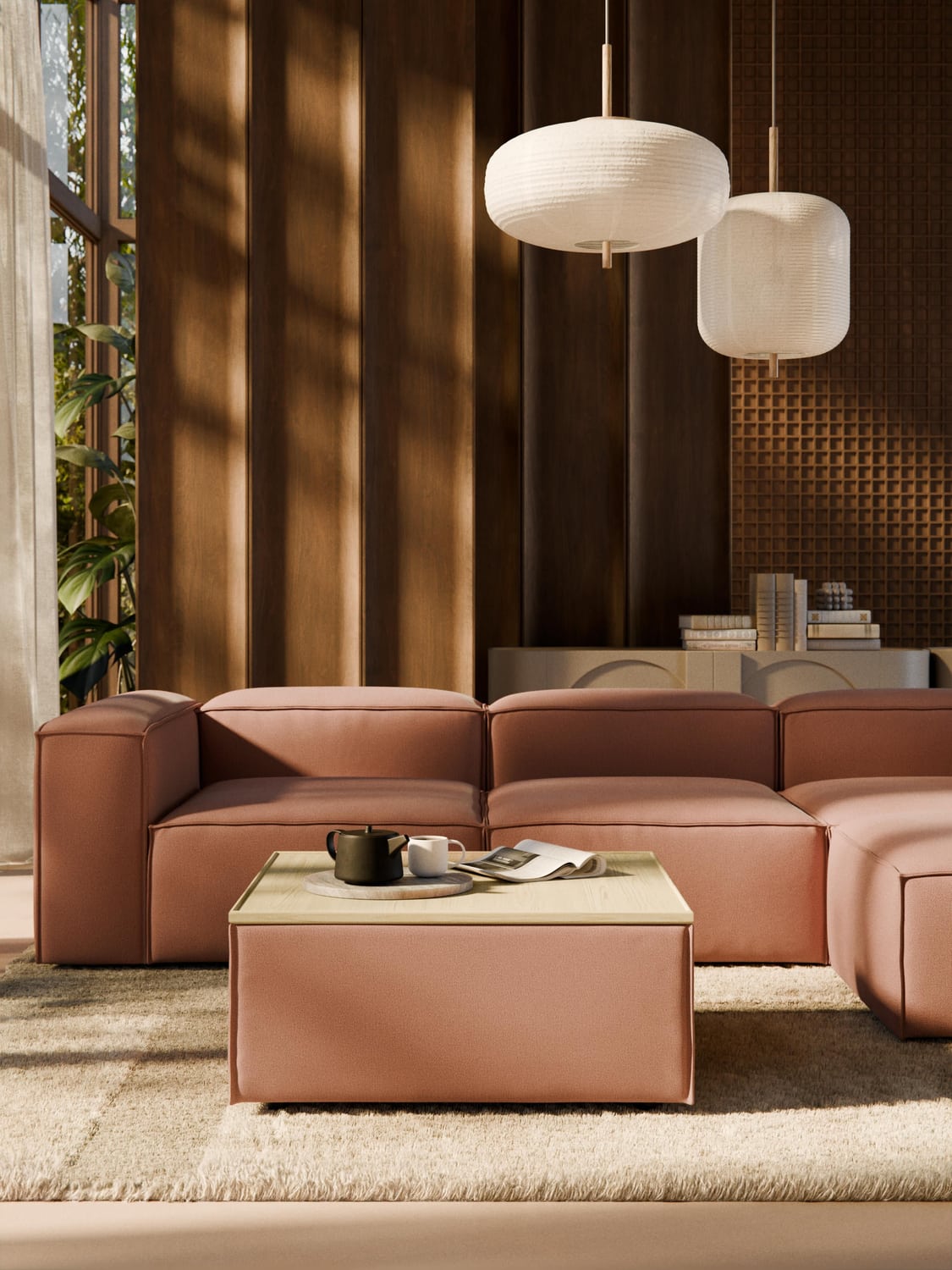 Lennon Sofa Ottoman with Storage — Camel