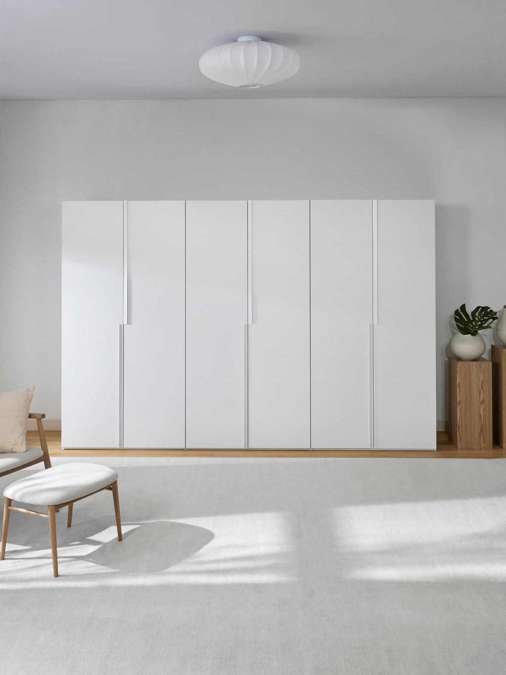 Leon Modular Hinged-Door Wardrobe, 300 cm Width, in various sizes — Off-White