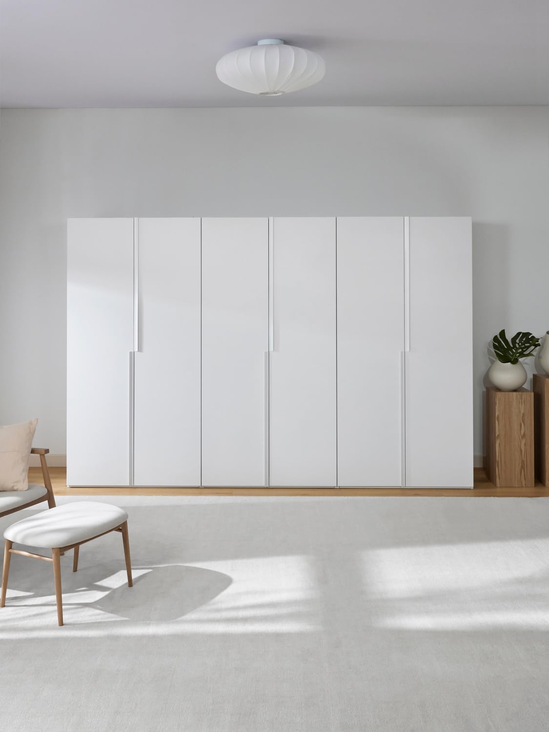 Leon Modular Hinged-Door Wardrobe, 300 cm Width, in various sizes — Off-White