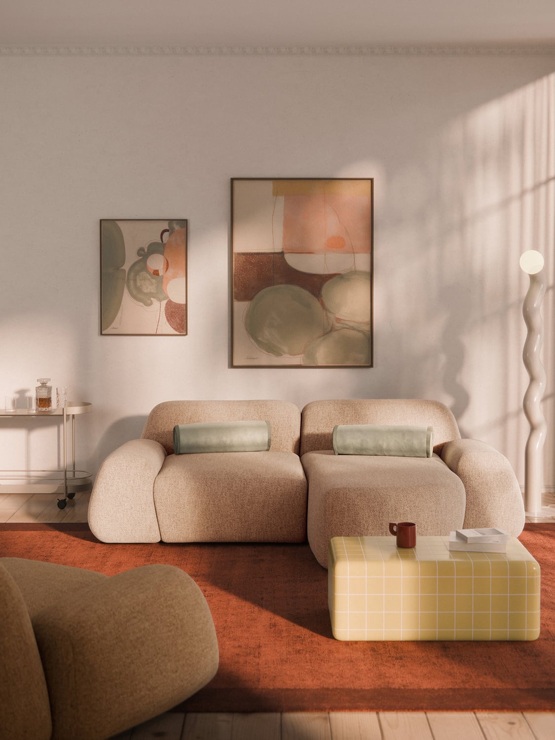 Wolke Modular Bouclé Corner Sofa (3-seater) — Beige