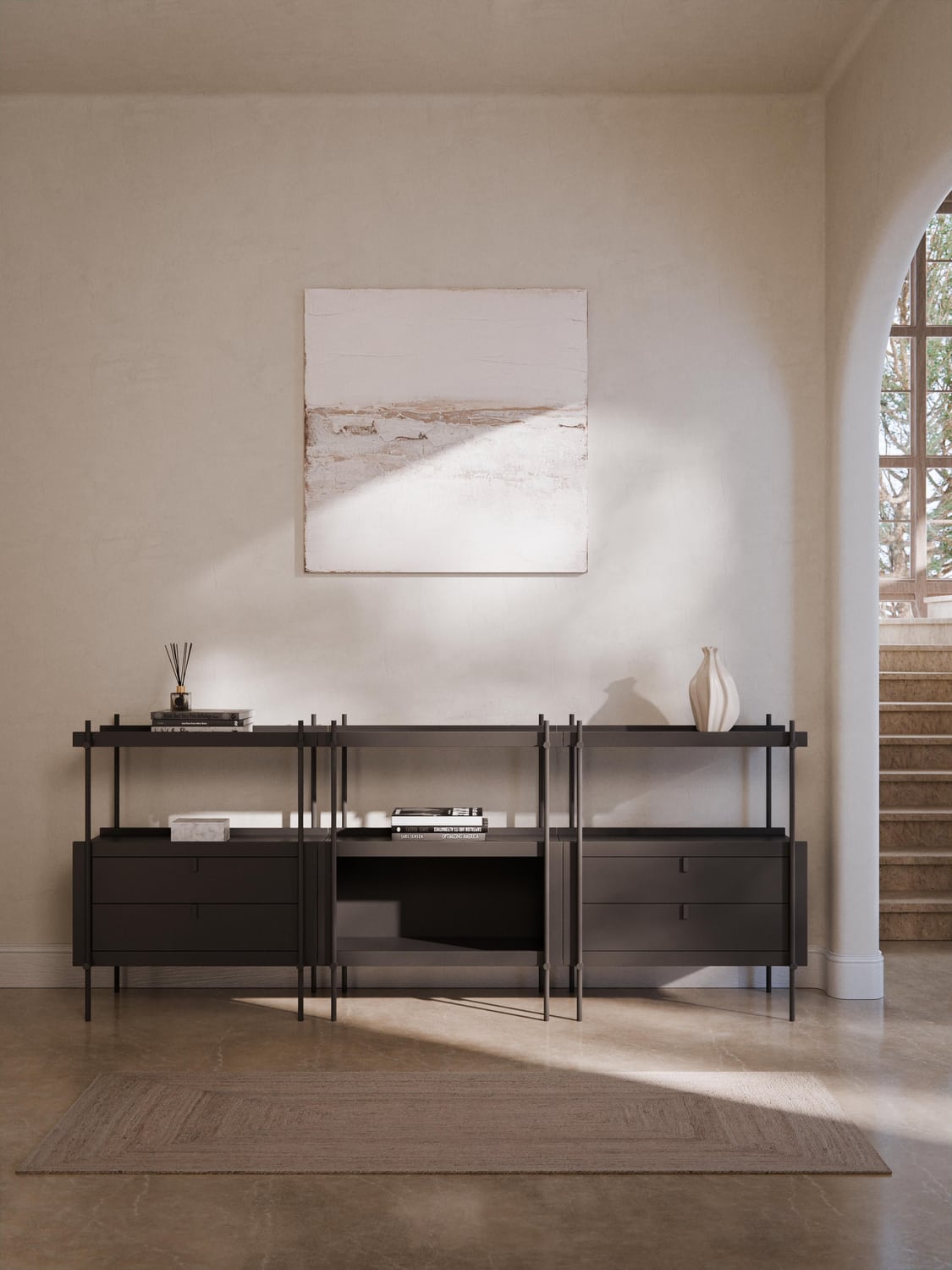 Rio Shelving Unit with Drawers — Anthracite