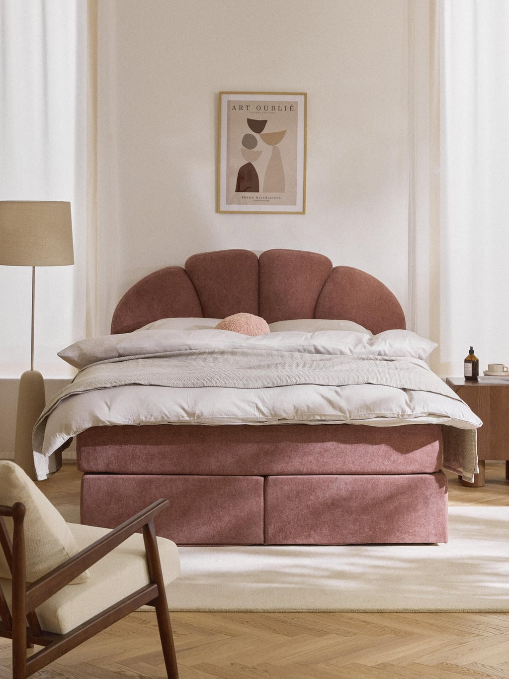 Romia Box-Spring Bed with Storage — Taupe