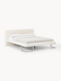 Olina Bouclé Upholstered Bed with Metal Legs — Off-White
