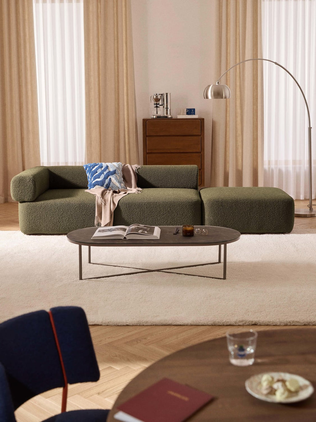 Anton Modular Bouclé-Ottoman — Brown