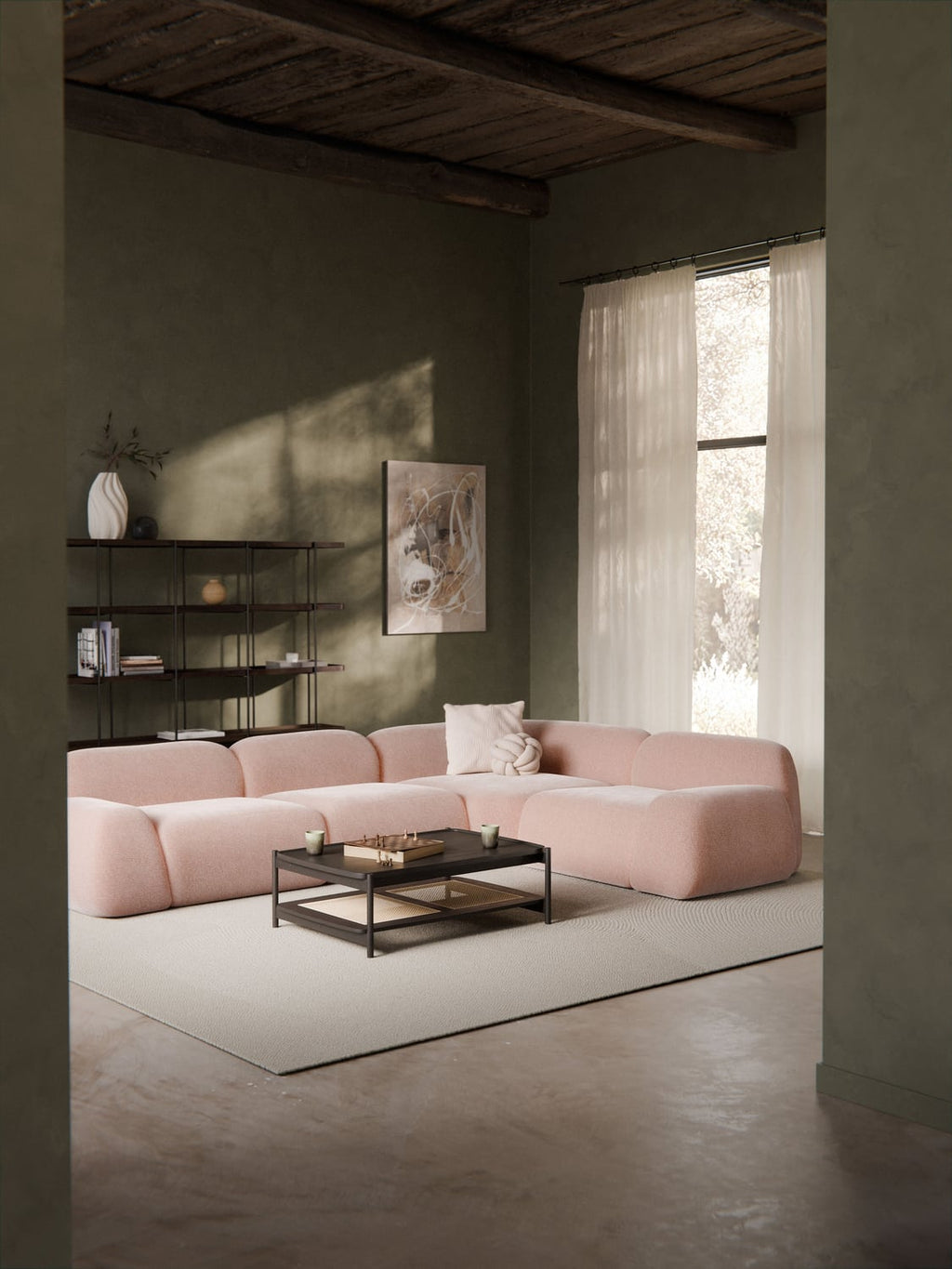 Wolke Round Corner Module — Greige