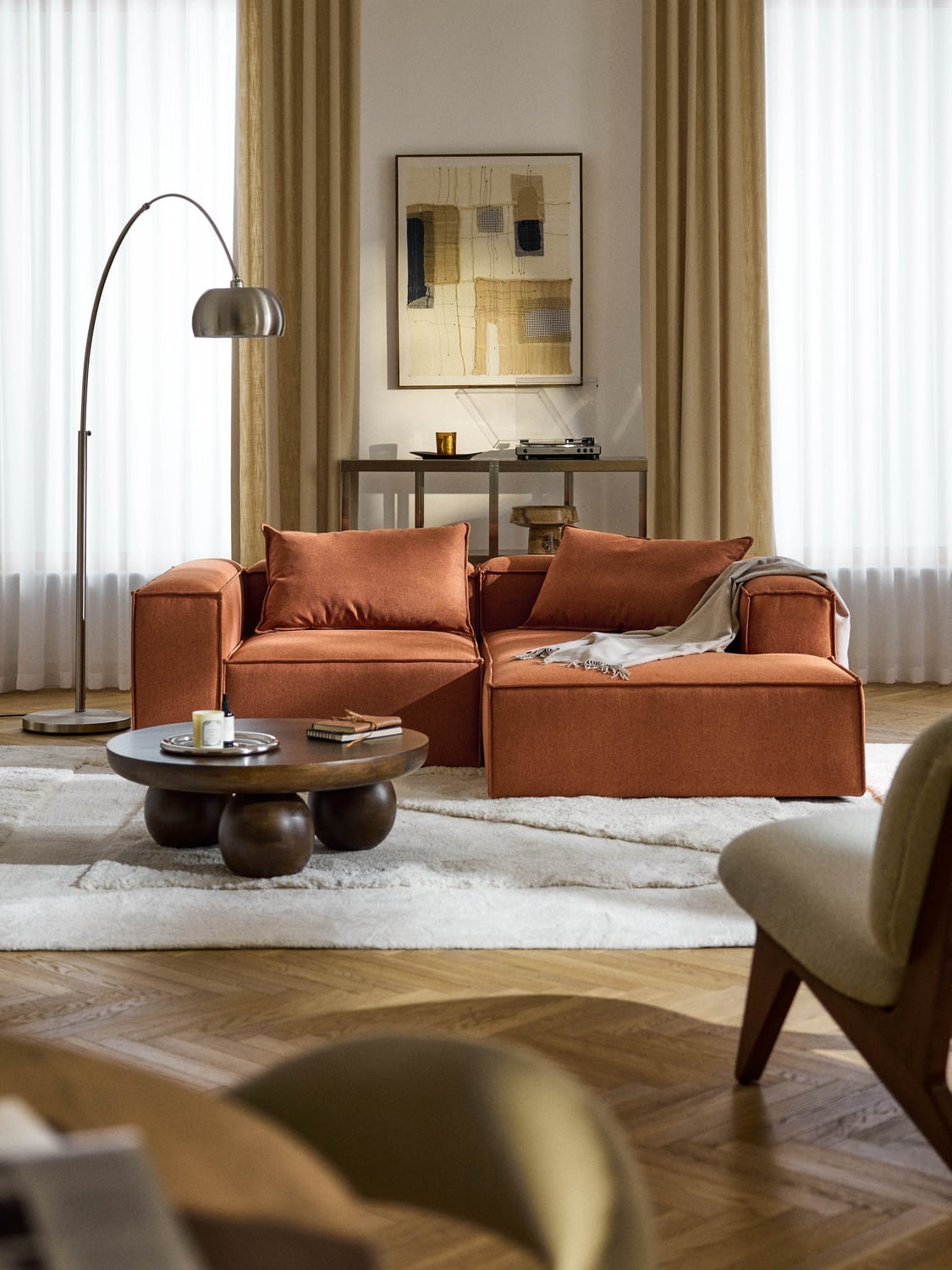 Lennon Ottoman Corner Module — Terracotta