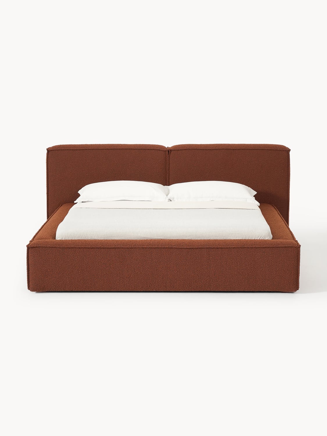 Lennon Bouclé Upholstered Bed with Storage — Camel