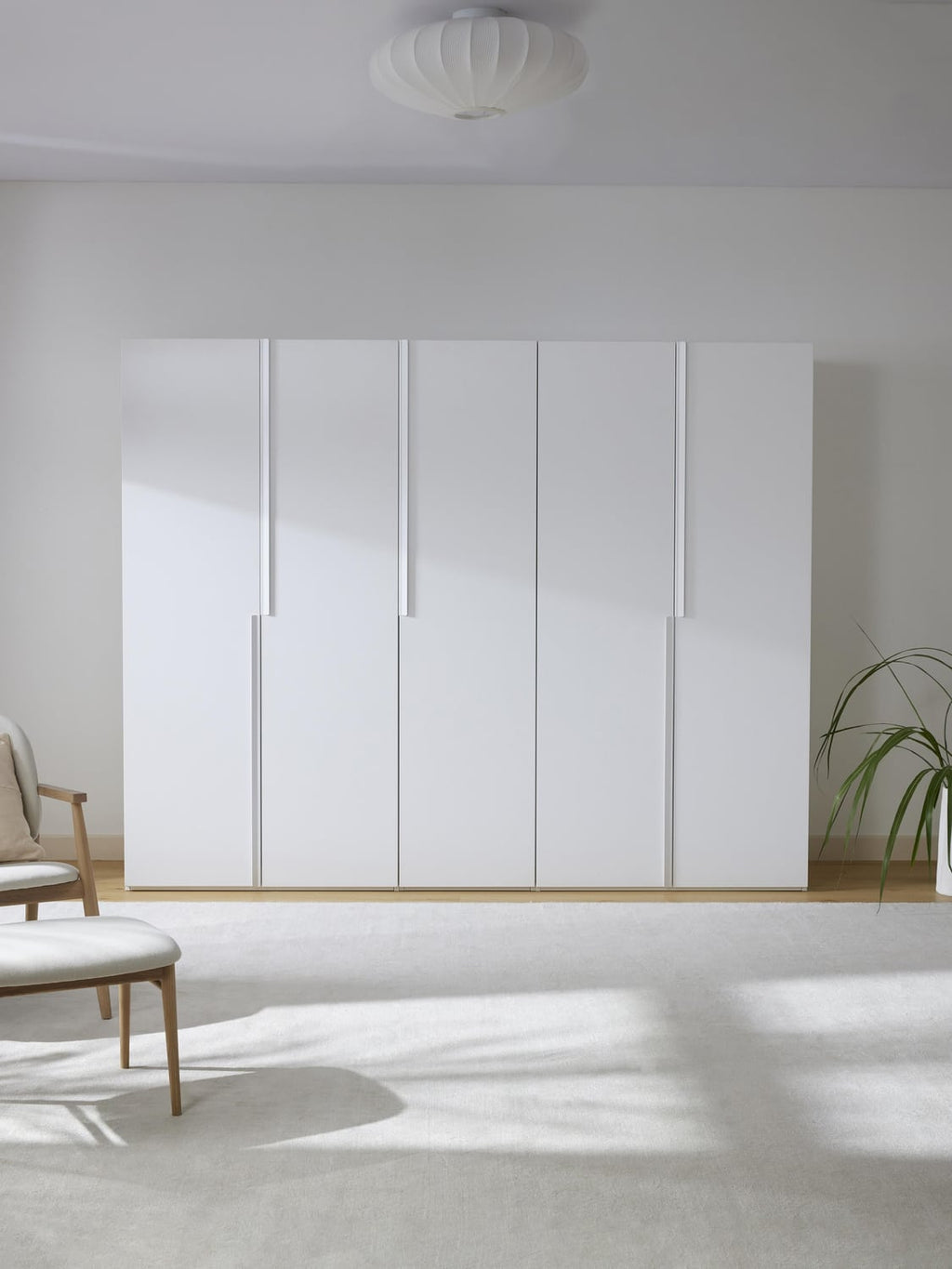 Leon Modular Hinged-Door Wardrobe, 250 cm Width, in various sizes — Off-White