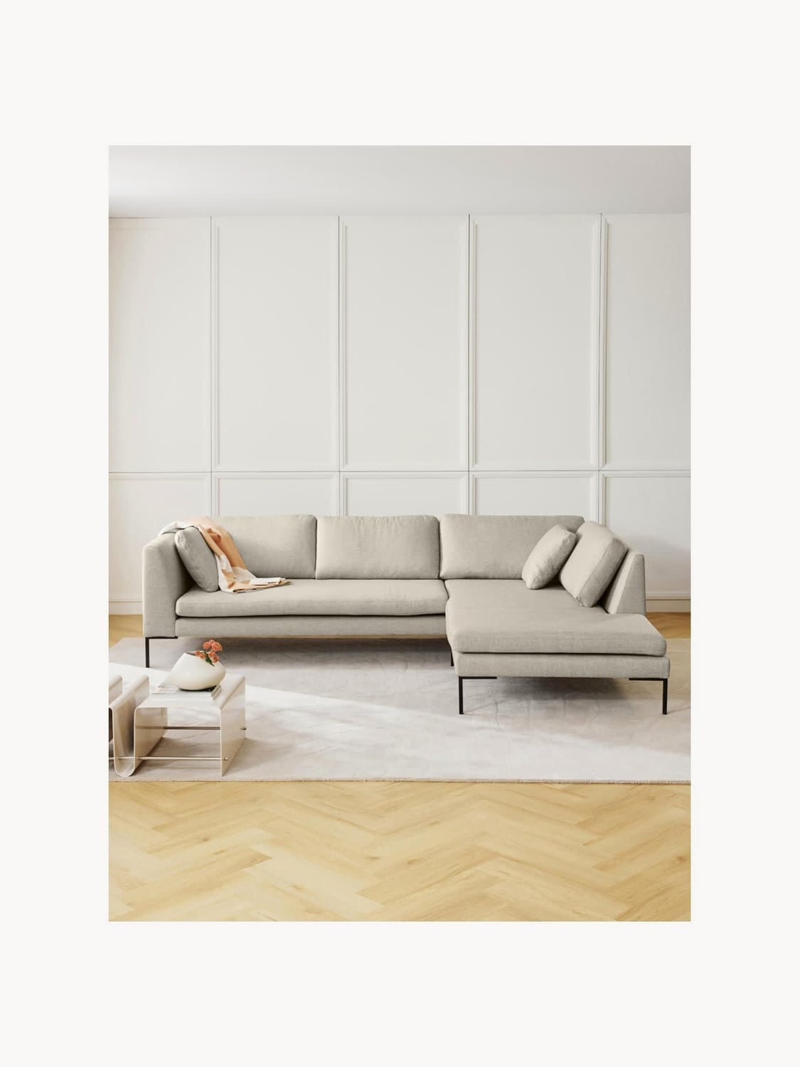 Emma Corner Sofa with Metal Legs — Oatmeal