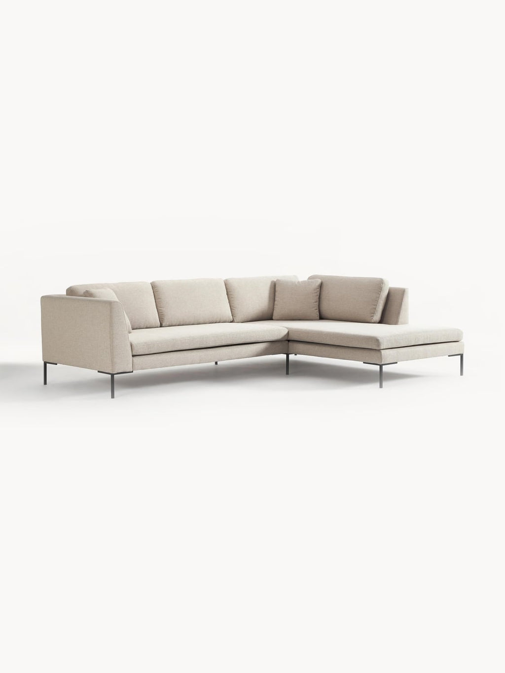 Emma Corner Sofa with Metal Legs — Oatmeal