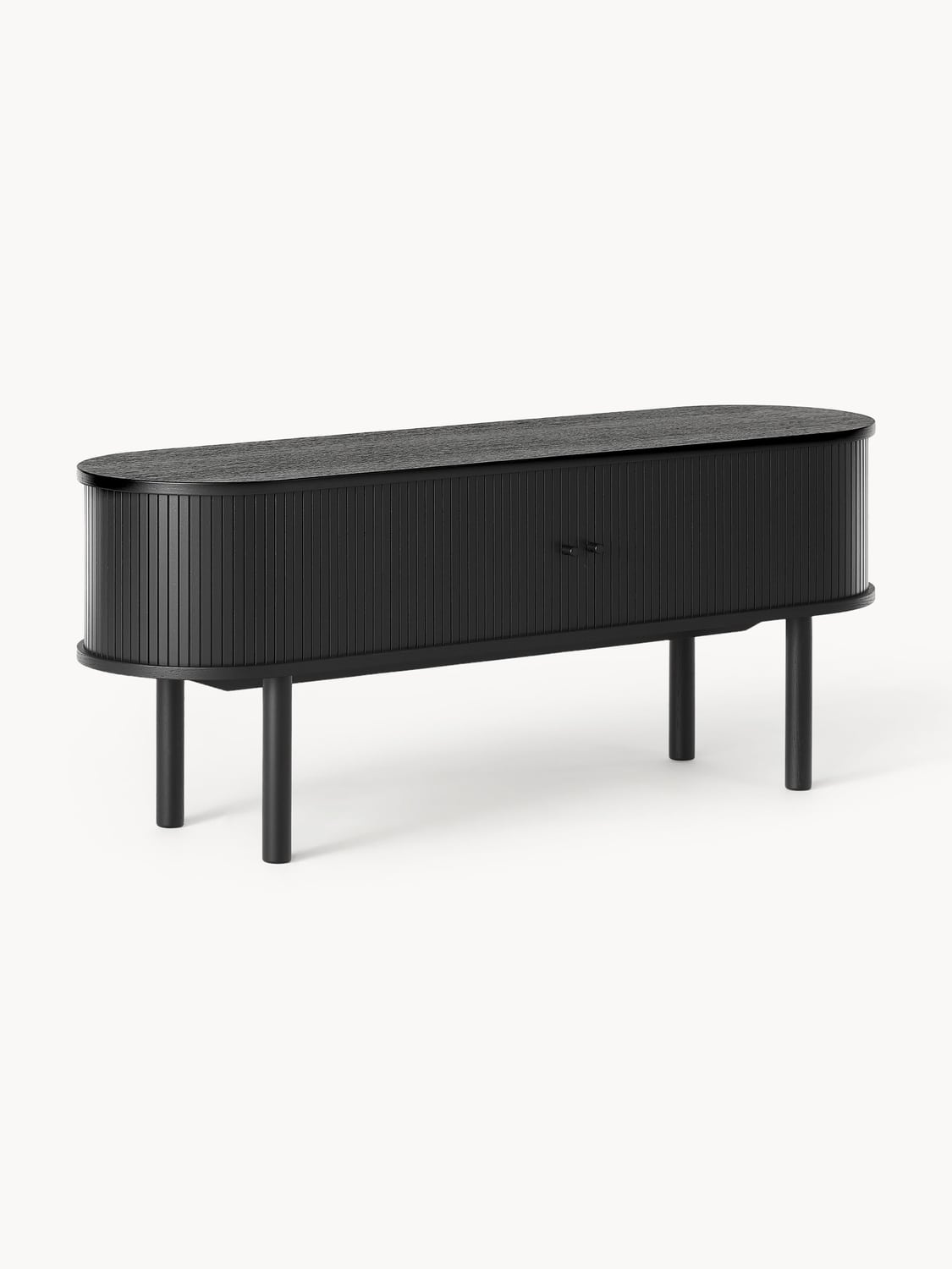 Calary Lowboard with Fluted Front — Dark Grey