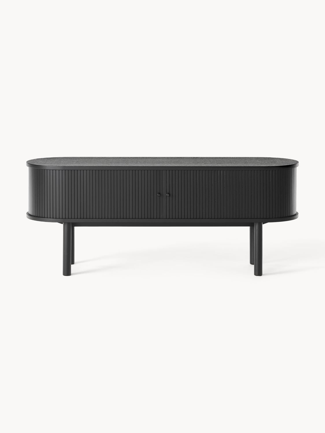 Calary Lowboard with Fluted Front — Dark Grey