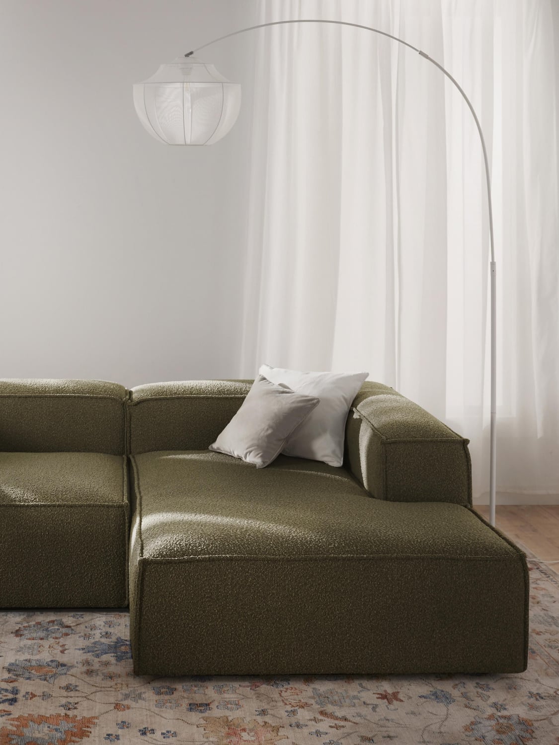Lennon Ottoman Corner Module in Bouclé — Brown