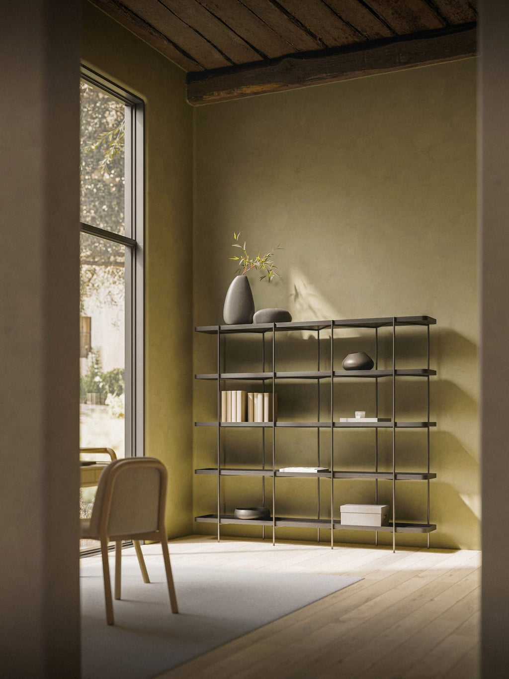 Renee Large Wooden Shelving Unit — Smoke Grey