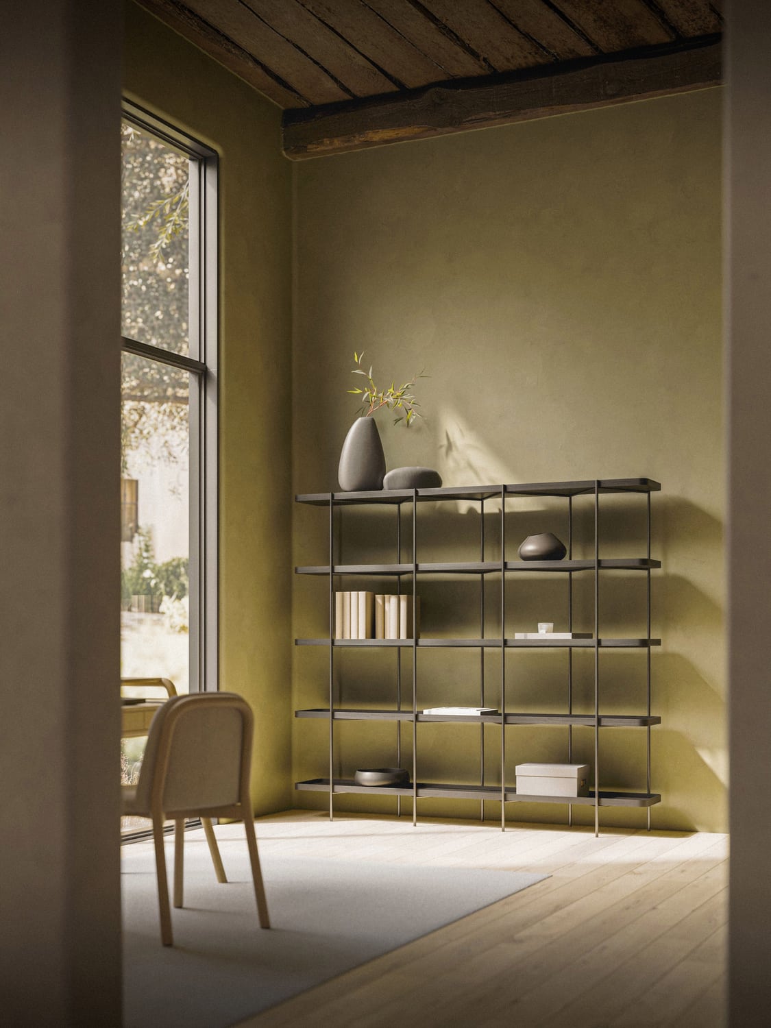 Renee Large Wooden Shelving Unit — Smoke Grey