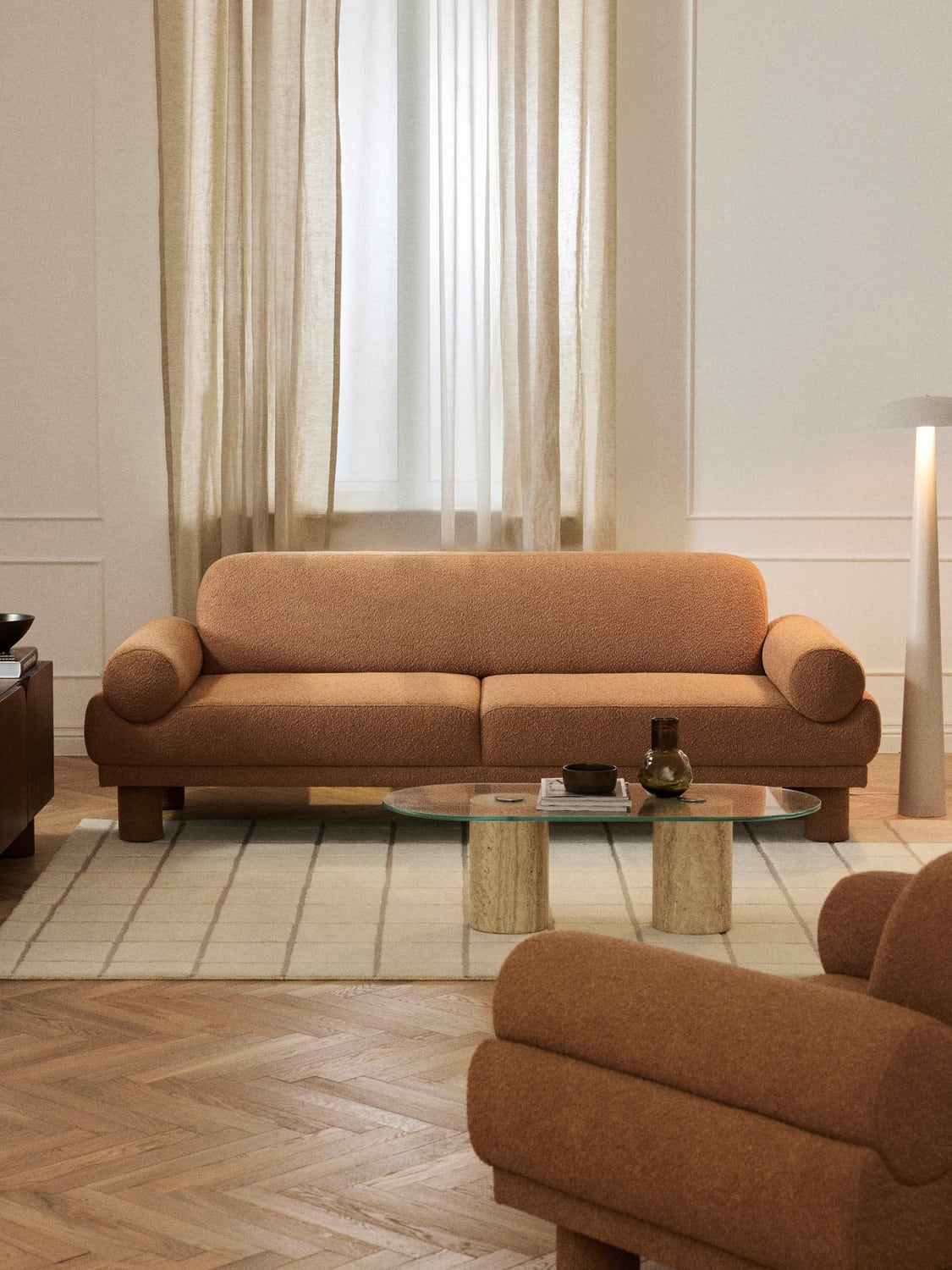 Lilo Bouclé Sofa (3-seater) — Camel