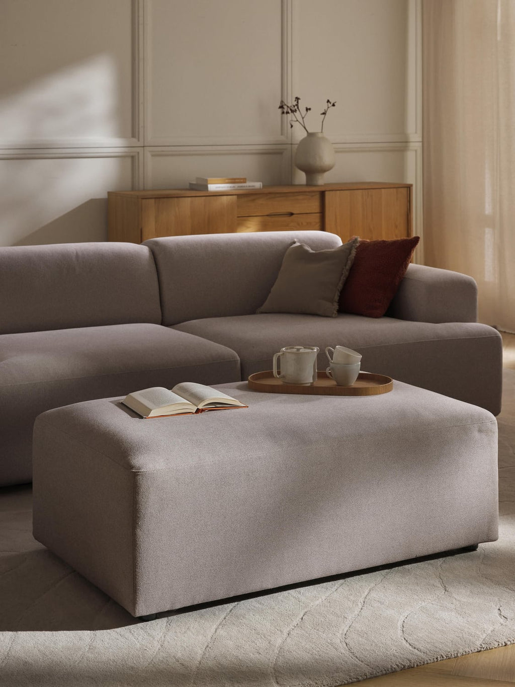 Melva XL Sofa Ottoman, B 116 x T 72 cm — Taupe