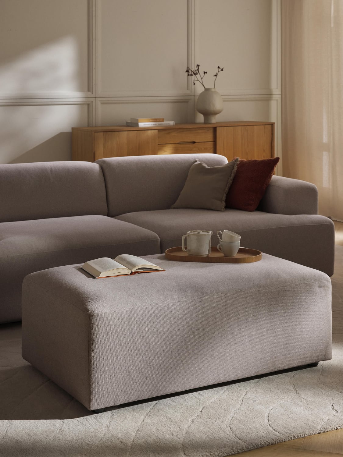 Melva XL Sofa Ottoman, B 116 x T 72 cm — Taupe
