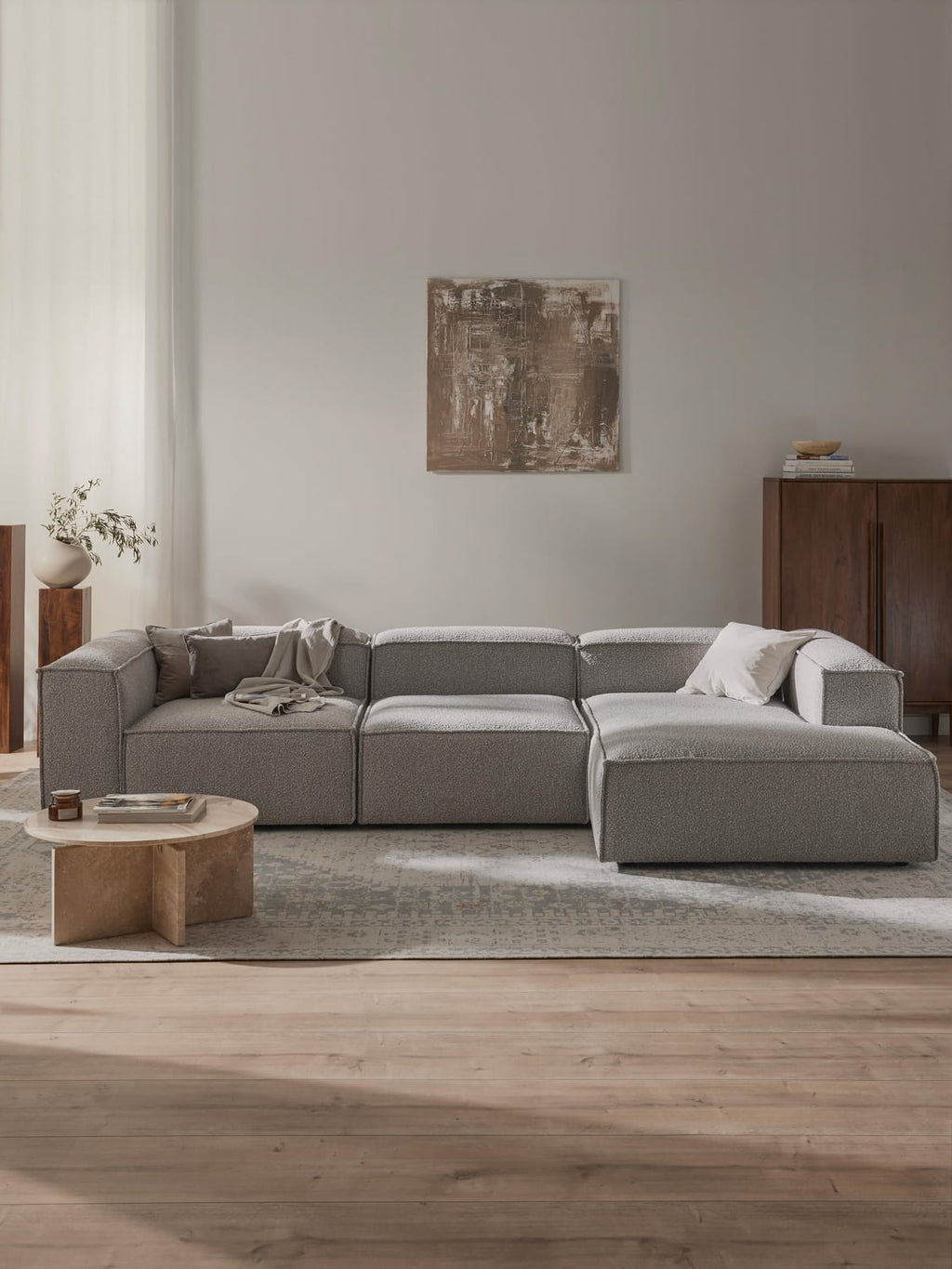 Lennon Modular Bouclé Corner Sofa (4-seater) — Grey
